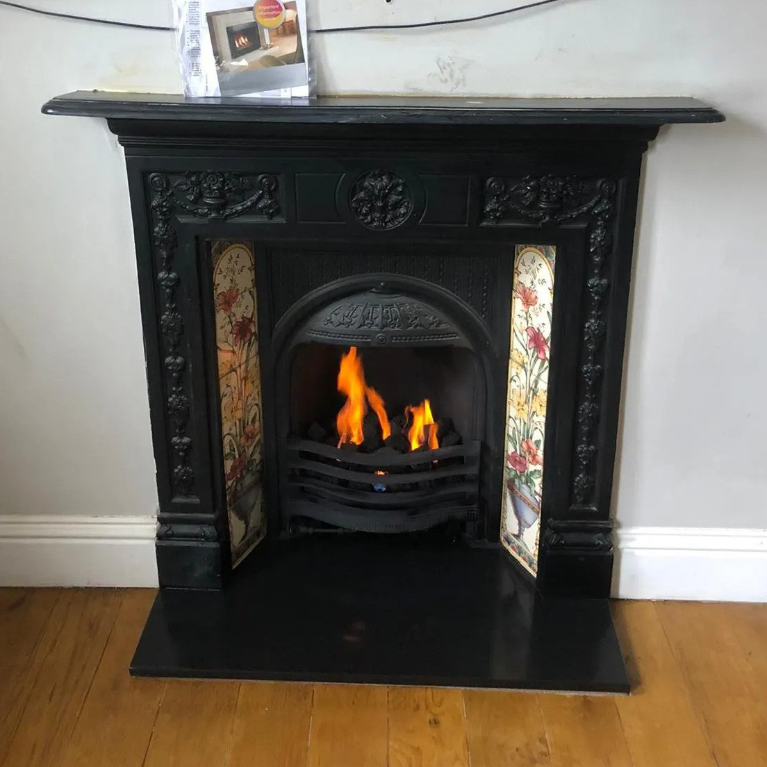 Original tiled register, gas fire